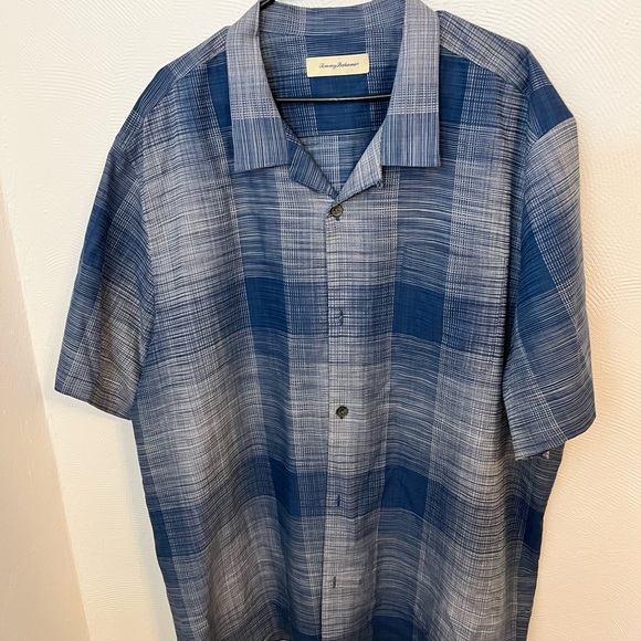 Tommy Bahama Navy Checkered Shirt - Picture 1 of 6